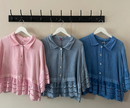 Gaby Washed Linen, Cotton Mix Top.