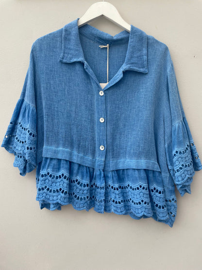 Gaby Washed Linen, Cotton Mix Top.
