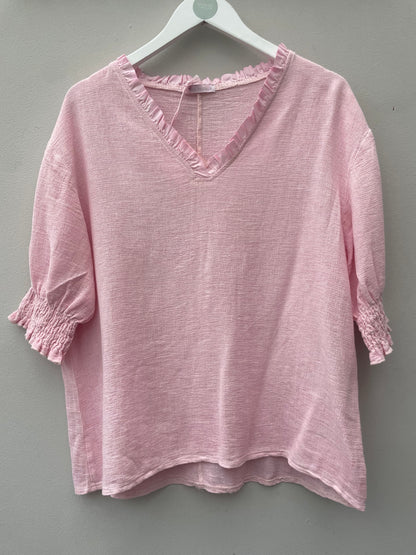 The Gaby Frill V Neck Top