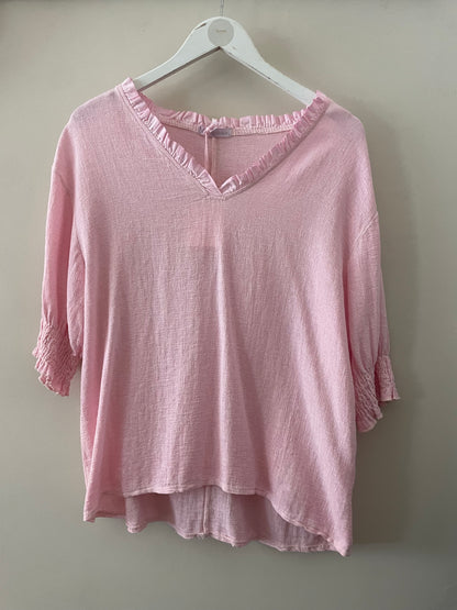 The Gaby Frill V Neck Top