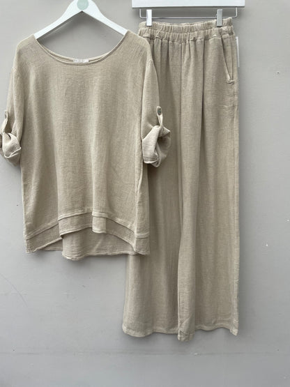 Gaby Washed Linen, Cotton Mix 2 Piece Set.