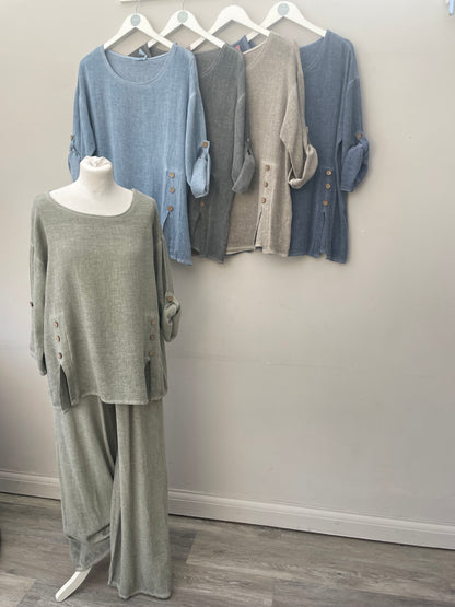 Gaby Washed Linen Button Top