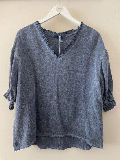 The Gaby Frill V Neck Top