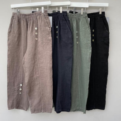 The Elsa Linen Button Trousers