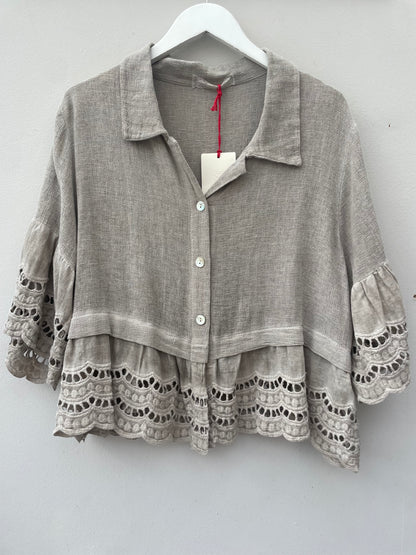 Gaby Washed Linen, Cotton Mix Top.
