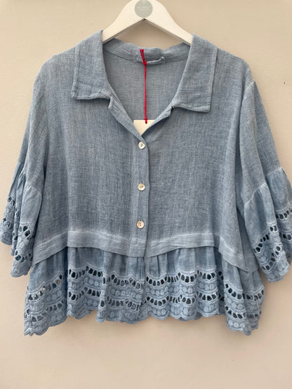 Gaby Washed Linen, Cotton Mix Top.