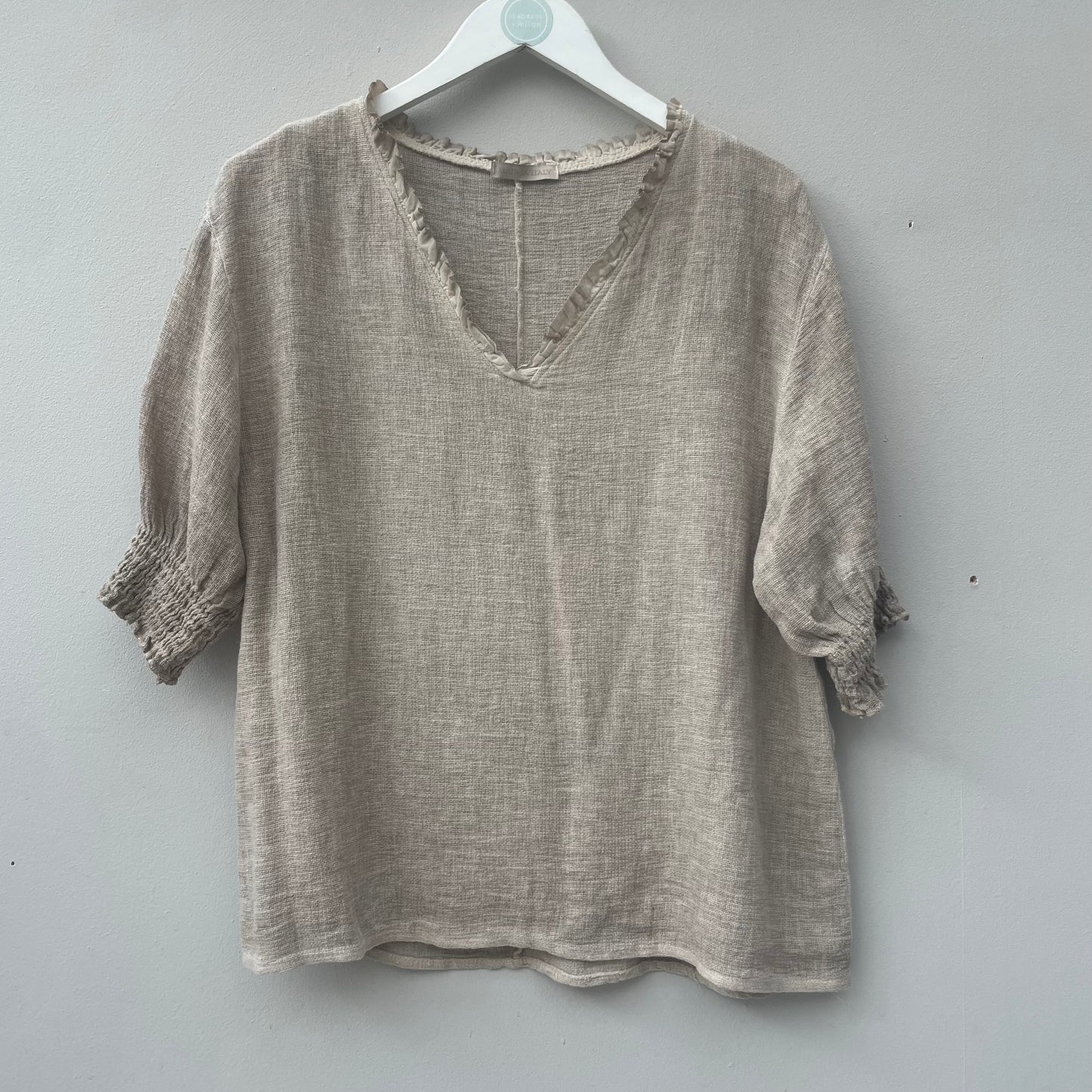 The Gaby Frill V Neck Top