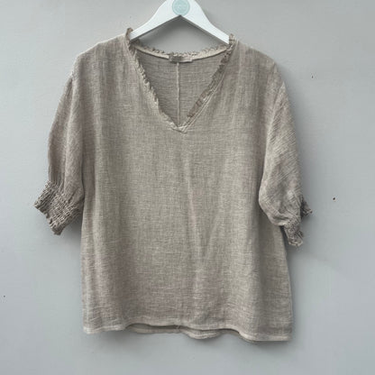 The Gaby Frill V Neck Top