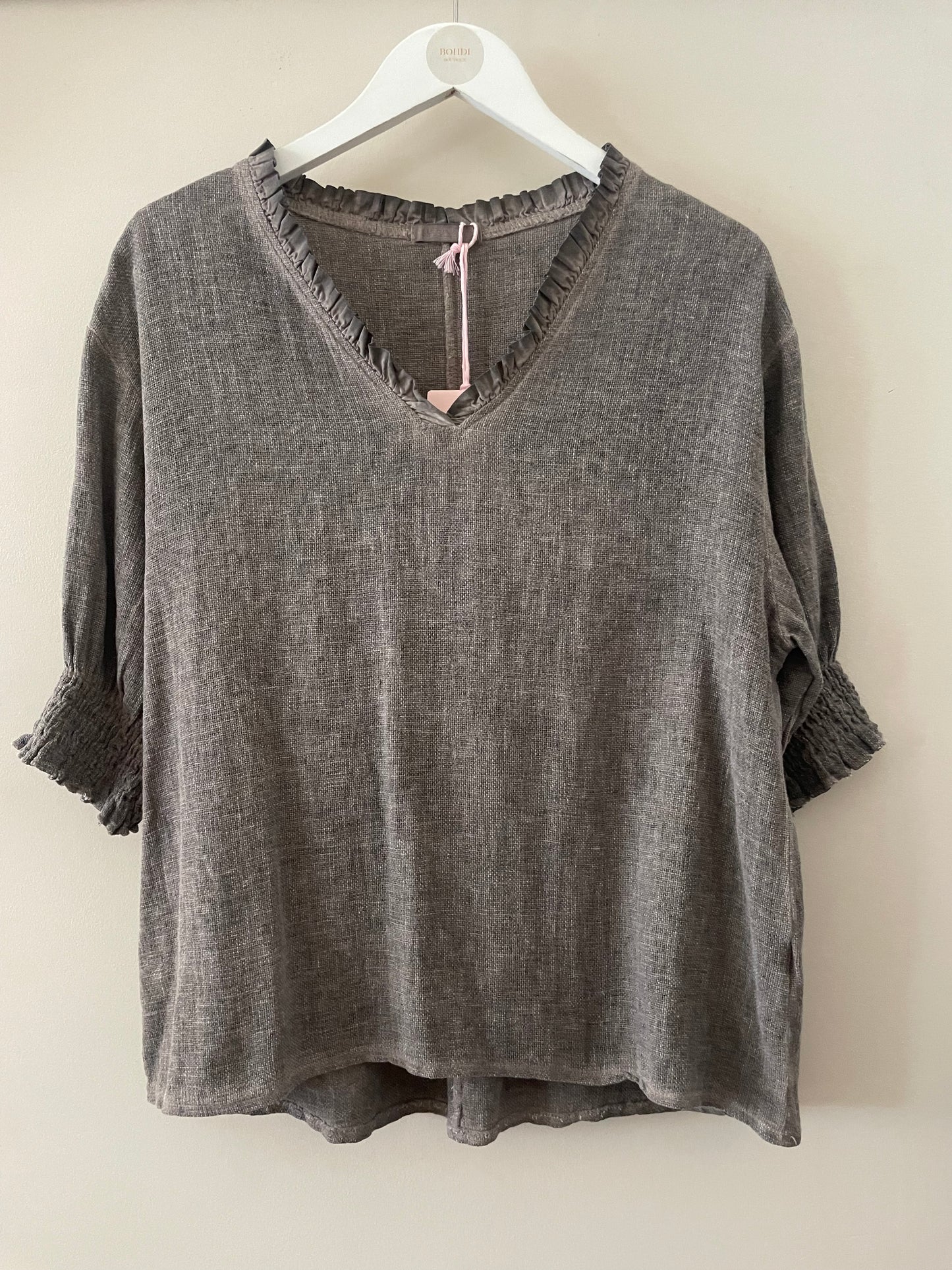 The Gaby Frill V Neck Top