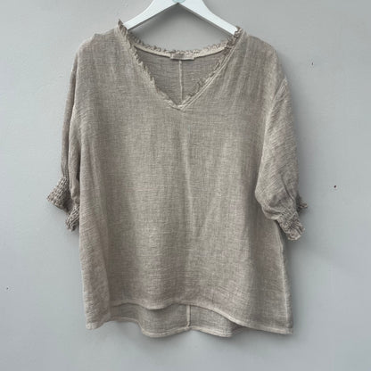 The Gaby Frill V Neck Top