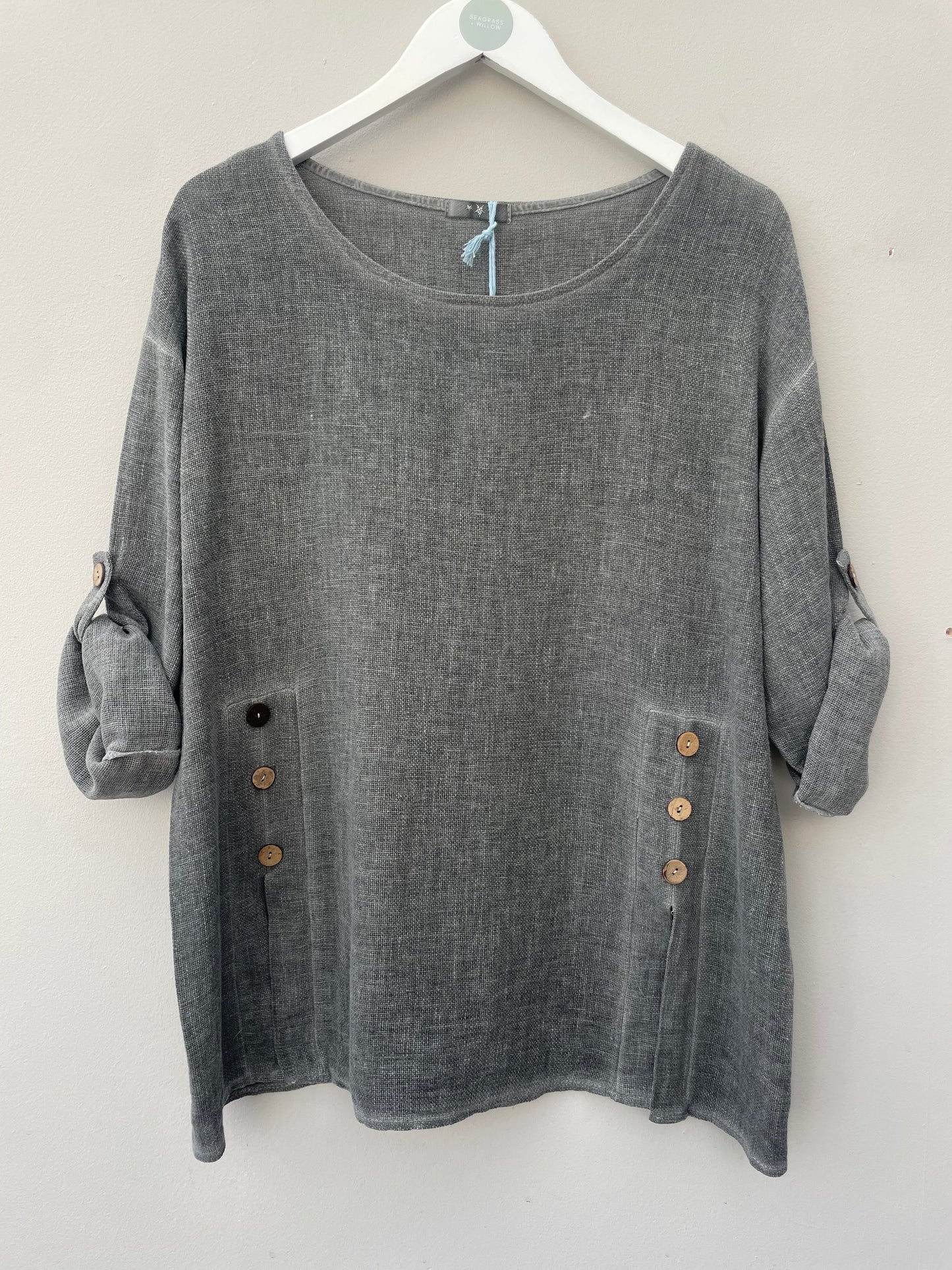 Gaby Washed Linen Button Top