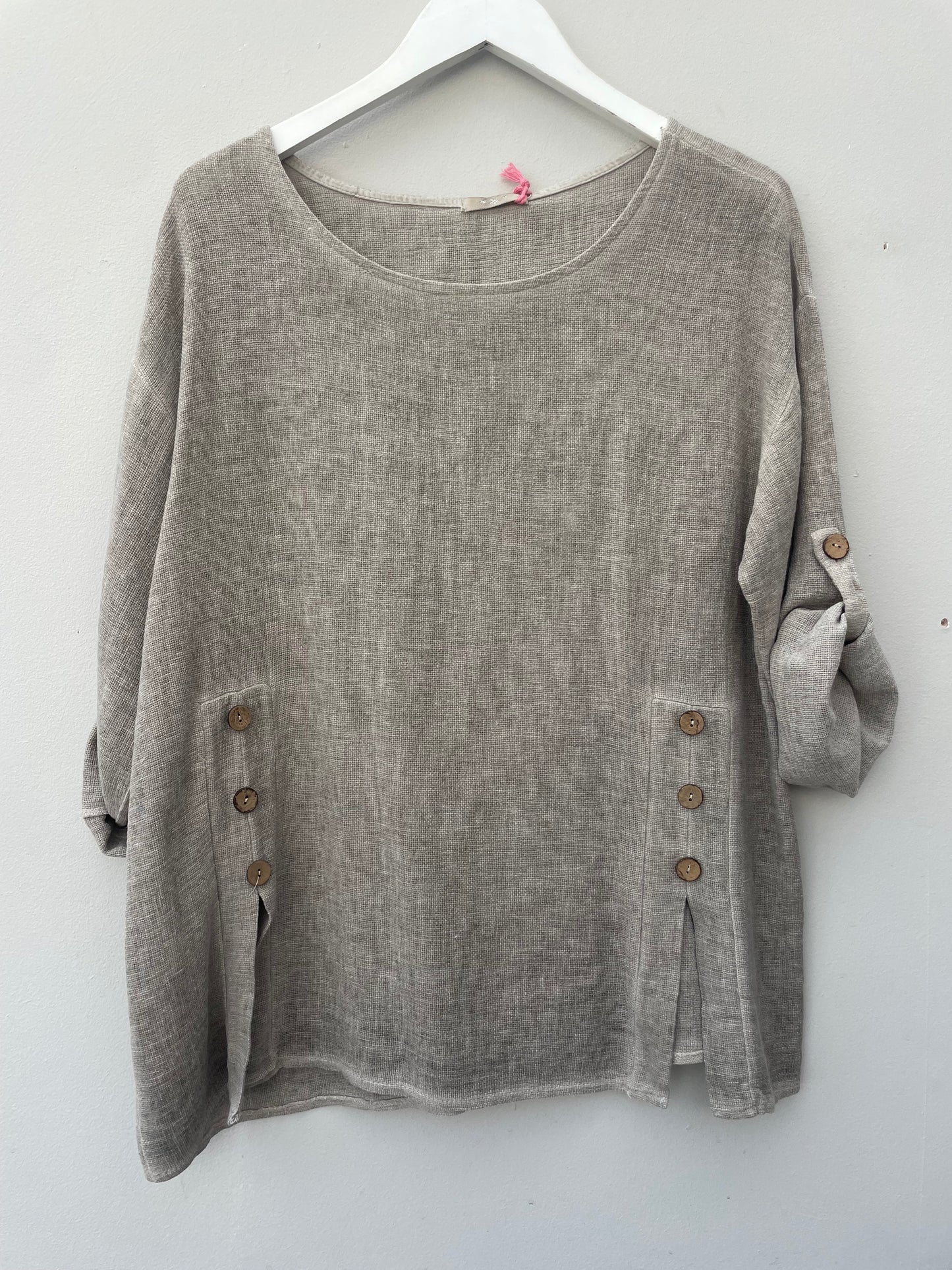 Gaby Washed Linen Button Top