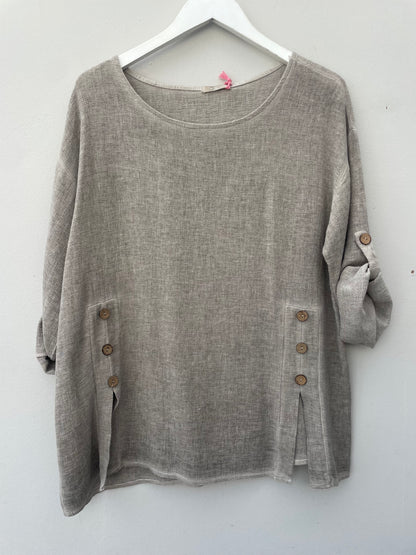 Gaby Washed Linen Button Top